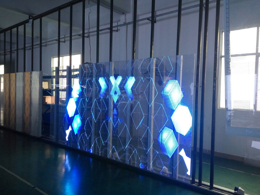 P7.81-15.625 IP65 transparent led curtain display 5000cd/sqm Silver /black color frame